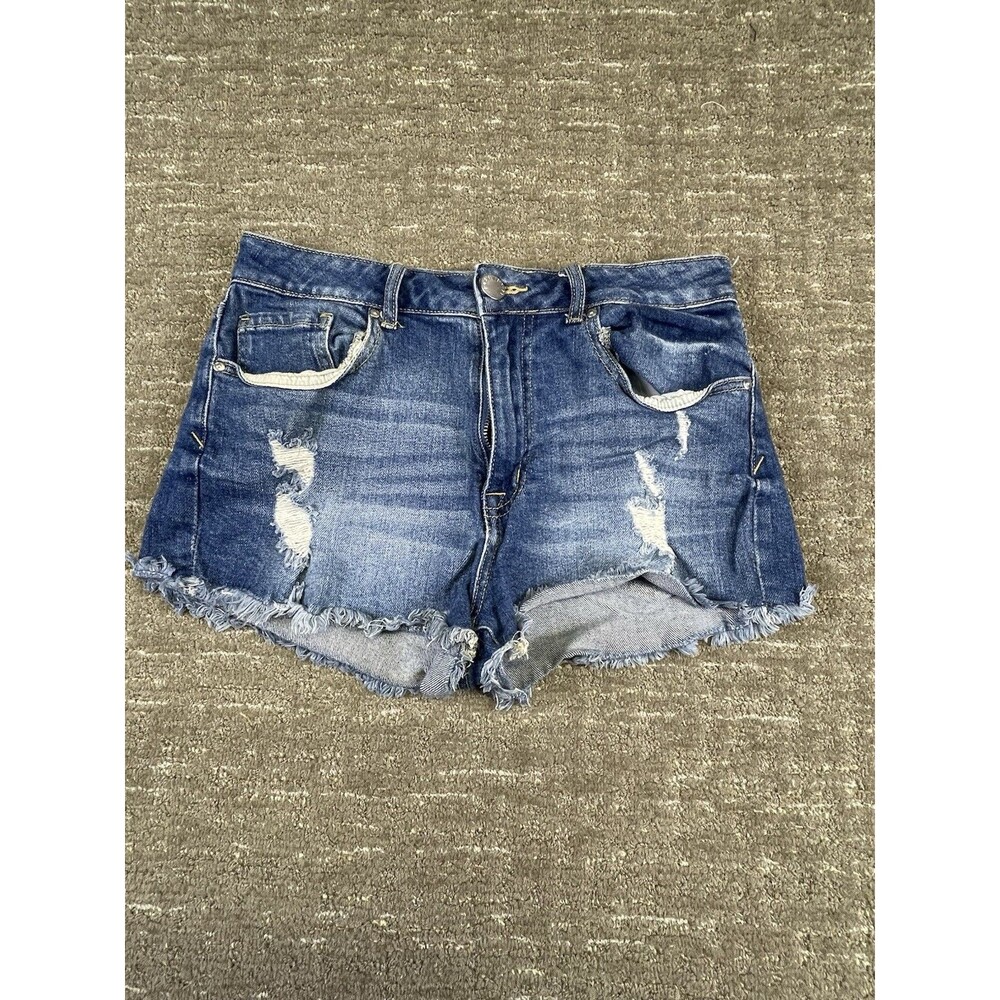 Forever 21 Women's Blue Denim Cut Off Shorts Medium Wash Size 29 Jean Distressed